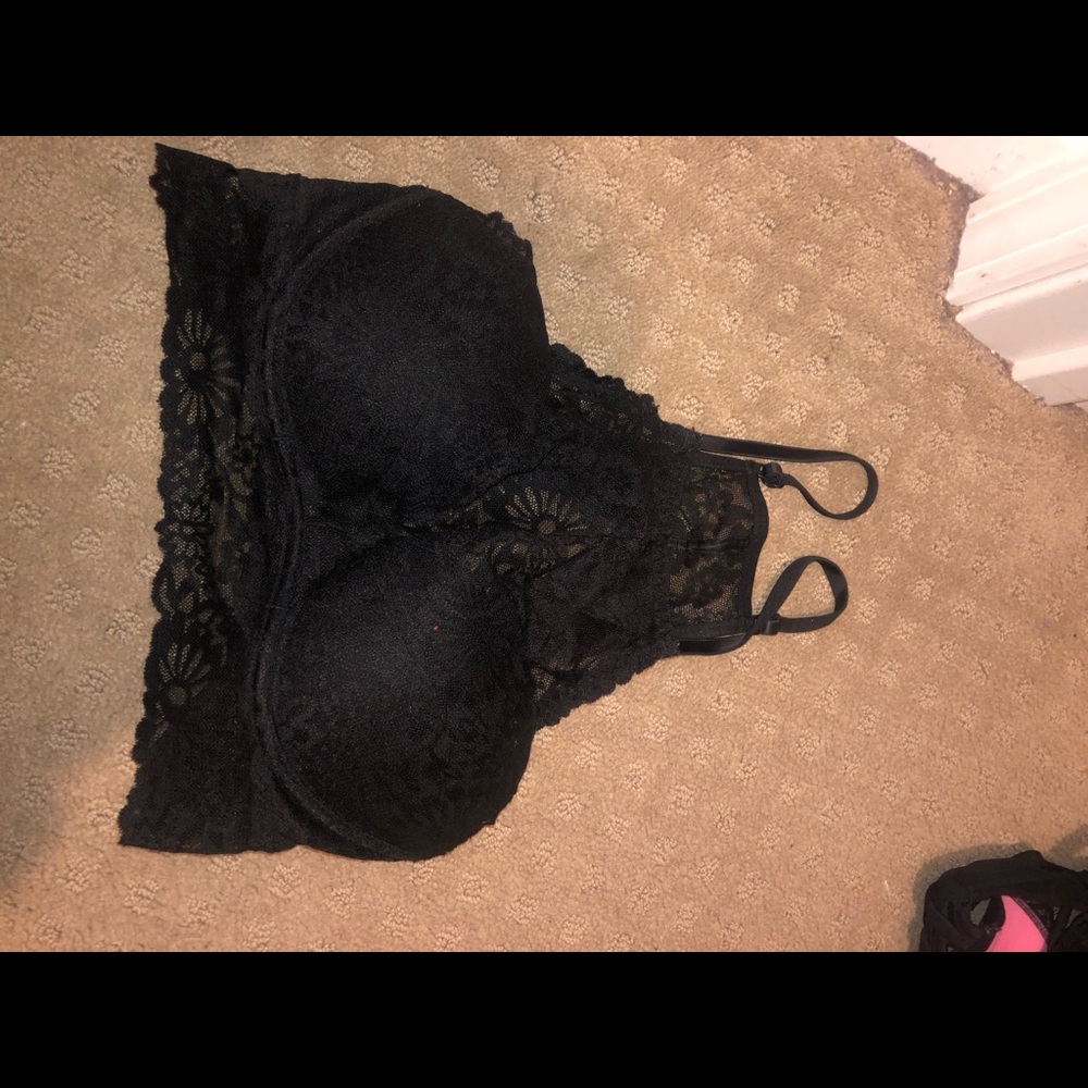 Vs pink lace black bralette